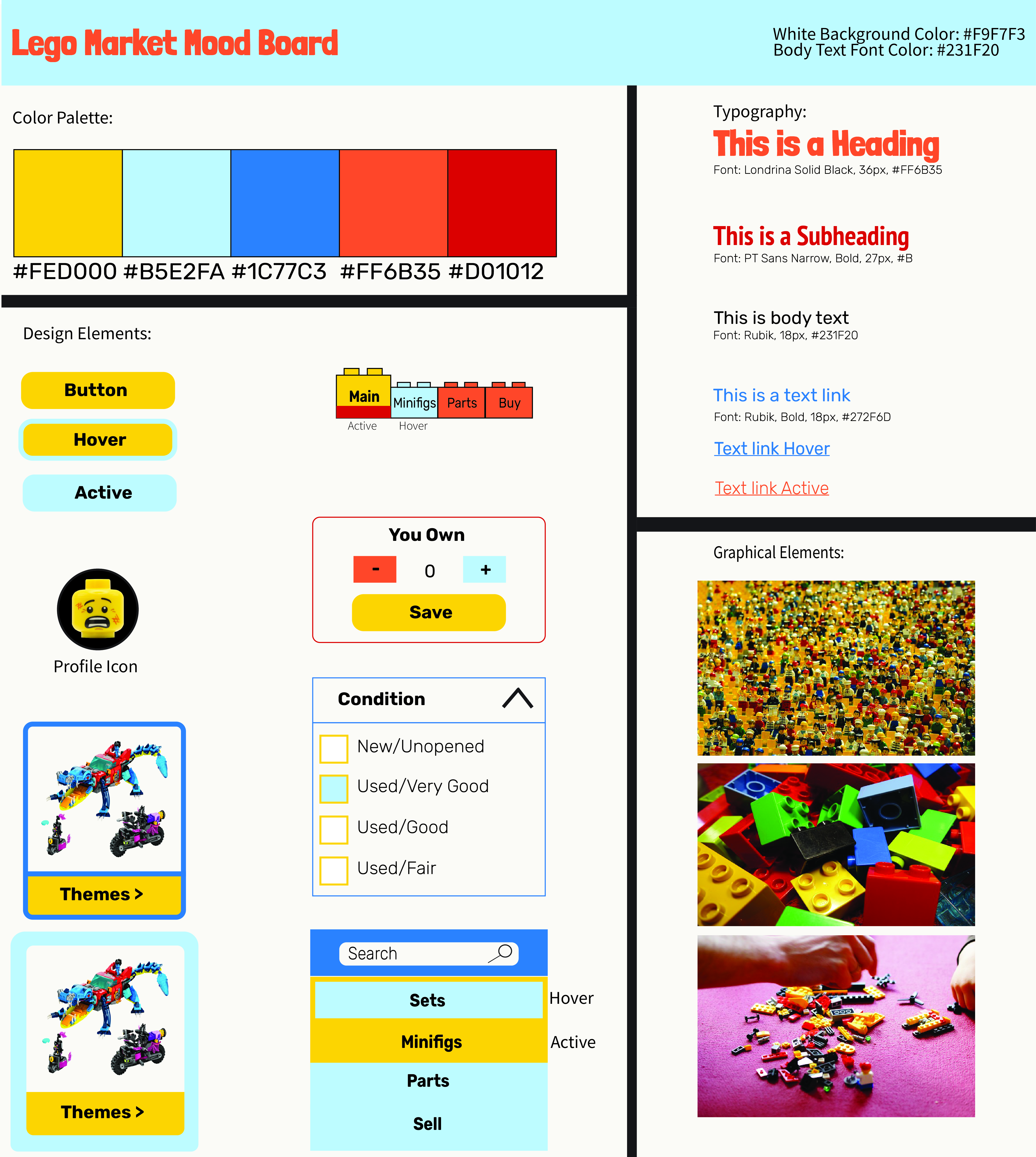 screenshot of lego market mood board